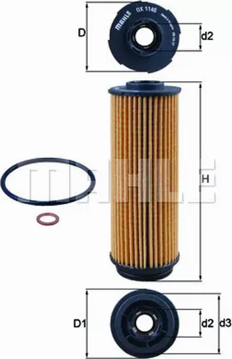 MAHLE OX 1146D - Масляный фильтр abcparts.ee