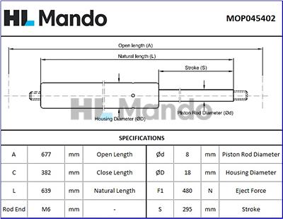 Mando MOP045402 - Газовая пружина, упор abcparts.ee