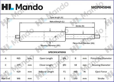 Mando MOP045846 - Газовая пружина, упор abcparts.ee