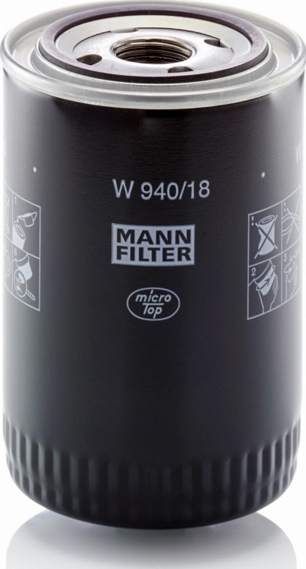 Mann-Filter W 940/18 - Масляный фильтр abcparts.ee