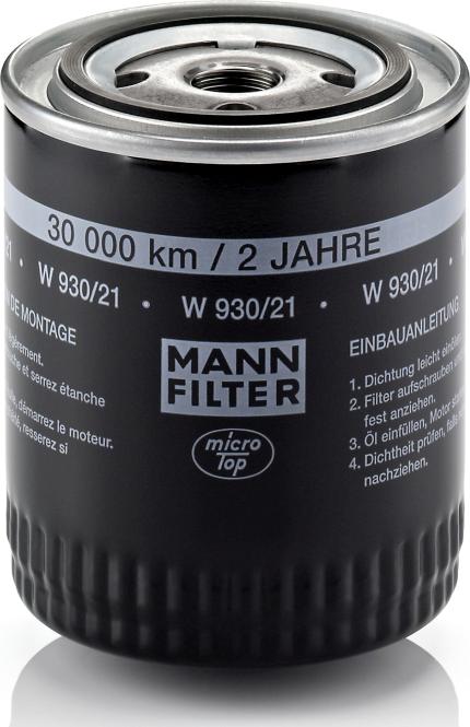 Mann-Filter W 930/21 - Масляный фильтр abcparts.ee
