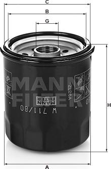 Mann-Filter W 711/80 - Масляный фильтр abcparts.ee