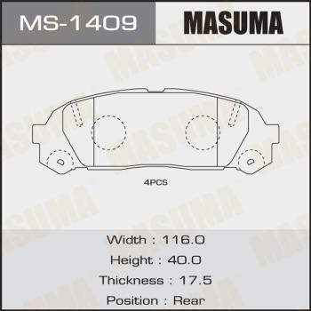 MASUMA MS-1409 - Комплект тормозных колодок, барабанные abcparts.ee