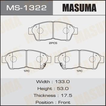 MASUMA MS-1322 - Комплект тормозных колодок, барабанные abcparts.ee