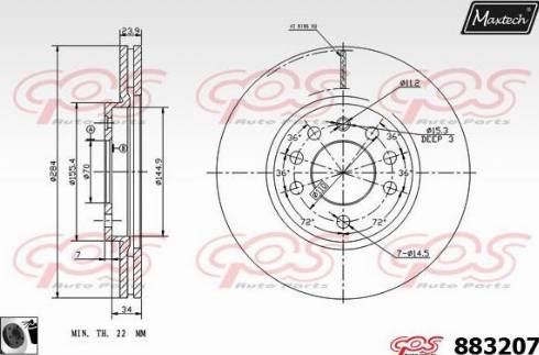 Maxtech 883207.0060 - Тормозной диск abcparts.ee
