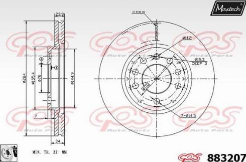 Maxtech 883207.0080 - Тормозной диск abcparts.ee