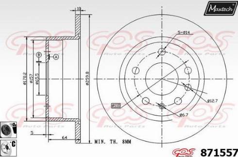 Maxtech 871557.6060 - Тормозной диск abcparts.ee