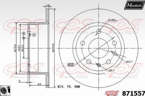 Maxtech 871557.0060 - Тормозной диск abcparts.ee