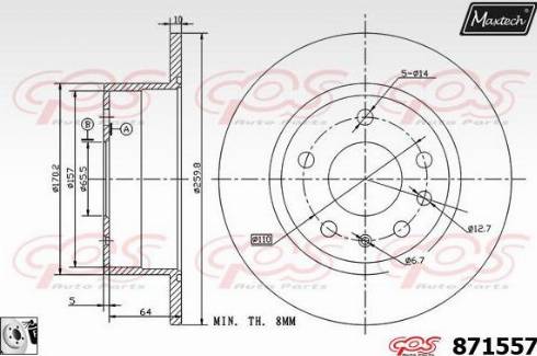 Maxtech 871557.0080 - Тормозной диск abcparts.ee