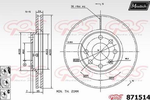 Maxtech 871514.6880 - Тормозной диск abcparts.ee
