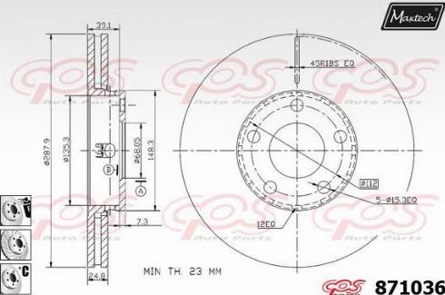 Maxtech 871036.6880 - Тормозной диск abcparts.ee