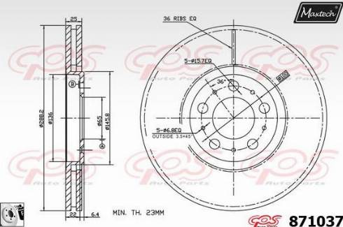 Maxtech 871037.0080 - Тормозной диск abcparts.ee