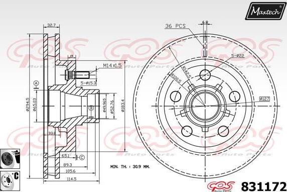Maxtech 72951026 - Поршень, корпус скобы тормоза abcparts.ee