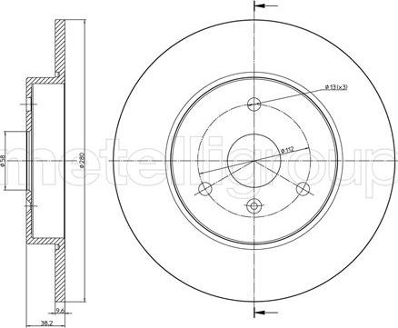 Metelli 23-0943C - Тормозной диск abcparts.ee