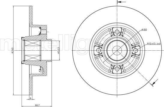 Metelli 23-0722 - Тормозной диск abcparts.ee