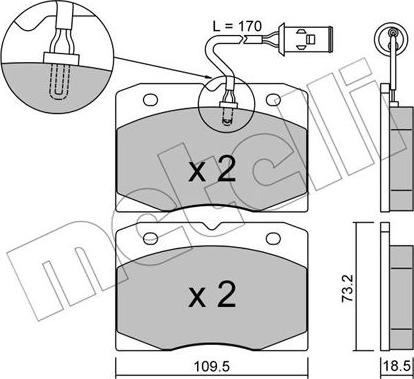 Metelli 22-0051-2 - Тормозные колодки, дисковые, комплект abcparts.ee