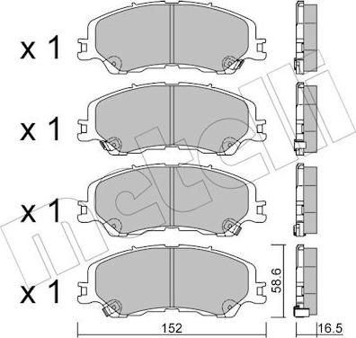 Metelli 22-1450-0 - Тормозные колодки, дисковые, комплект abcparts.ee
