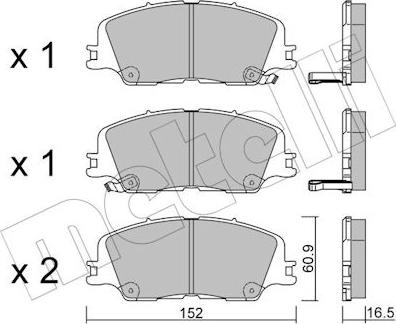 Metelli 22-1451-0 - Тормозные колодки, дисковые, комплект abcparts.ee