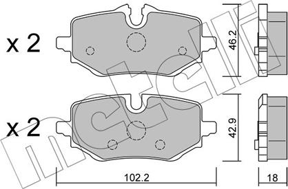Metelli 22-1368-0 - Тормозные колодки, дисковые, комплект abcparts.ee