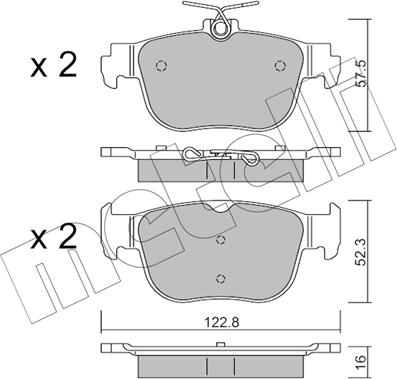 Metelli 22-1281-0 - Тормозные колодки, дисковые, комплект abcparts.ee