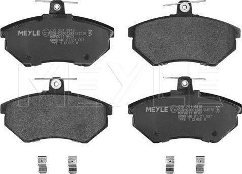 Meyle 025 201 6819 - Тормозные колодки, дисковые, комплект abcparts.ee