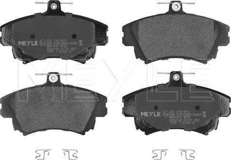 Meyle 025 219 8317 - Тормозные колодки, дисковые, комплект abcparts.ee
