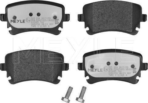 Meyle 025 233 2617/PD - Тормозные колодки, дисковые, комплект abcparts.ee