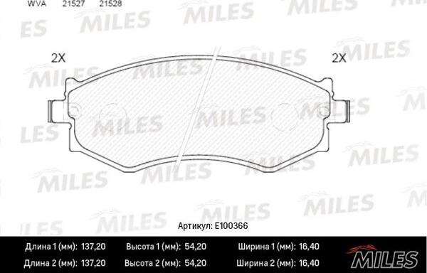 Miles E100366 - Тормозные колодки, дисковые, комплект abcparts.ee