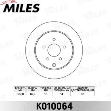 Miles K010064 - Тормозной диск abcparts.ee