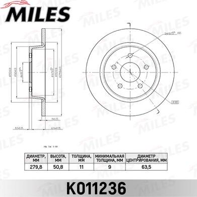 Miles K011236 - Тормозной диск abcparts.ee