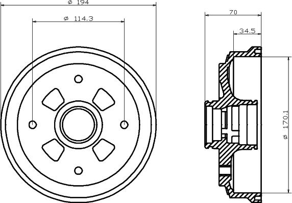 Mintex MBD222 - Тормозной барабан abcparts.ee