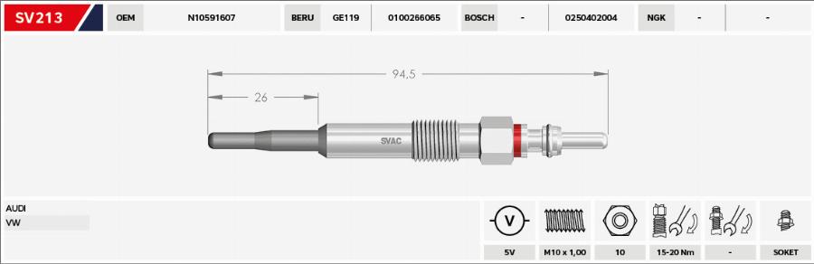 MOBILVERDE 50607386 - Свеча накаливания abcparts.ee