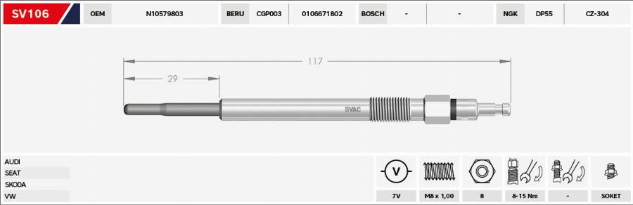 MOBILVERDE 50607284 - Свеча накаливания abcparts.ee