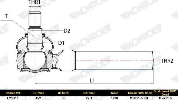 MONROE L93G11 - Наконечник рулевой тяги, шарнир abcparts.ee