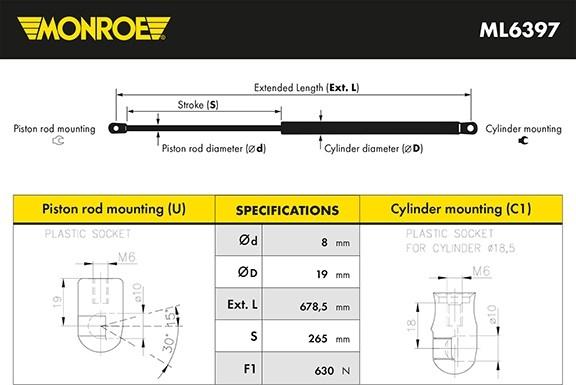 MONROE ML6397 - Газовая пружина, упор abcparts.ee