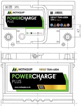 Motaquip VBY67 - Стартерная аккумуляторная батарея, АКБ abcparts.ee