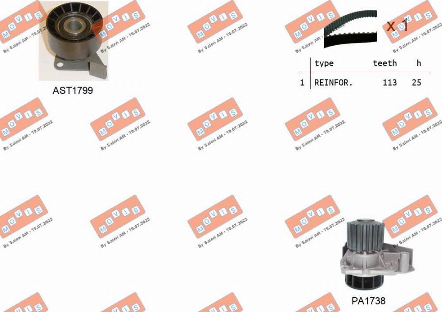MOVIS ASTK1133PA - Водяной насос + комплект зубчатого ремня ГРМ abcparts.ee