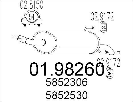 MTS 01.98260 - Глушитель выхлопных газов, конечный abcparts.ee