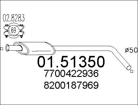 MTS 01.51350 - Средний глушитель выхлопных газов abcparts.ee