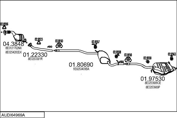 MTS AUDI64969A016601 - Система выпуска ОГ abcparts.ee