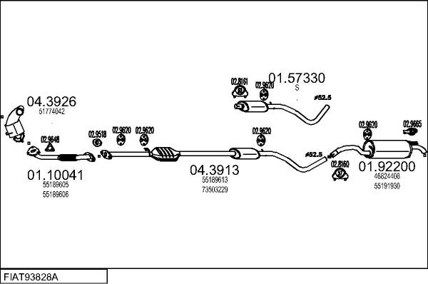 MTS FIAT93828A017909 - Система выпуска ОГ abcparts.ee