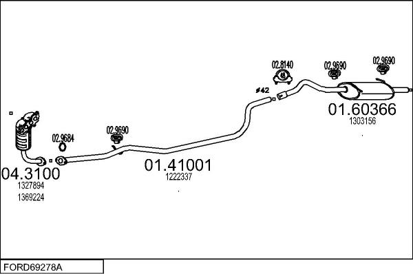 MTS FORD69278A057870 - Система выпуска ОГ abcparts.ee