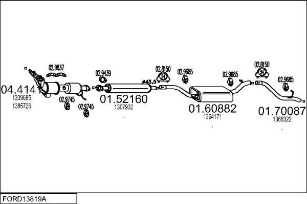 MTS FORD13819A022524 - Система выпуска ОГ abcparts.ee