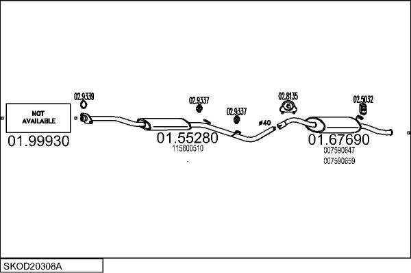 MTS SKOD20308A014741 - Система выпуска ОГ abcparts.ee