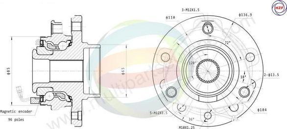 Multiparts 70-230047 - Комплект подшипника, ступицы колеса abcparts.ee