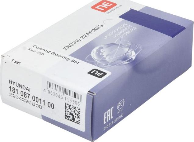 NE 181087001100 - Комплект шатунных вкладышей abcparts.ee