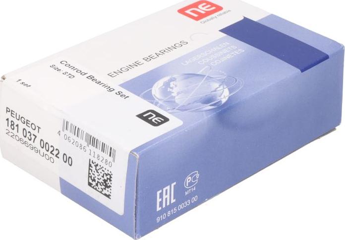 NE 181037002200 - Комплект шатунных вкладышей abcparts.ee