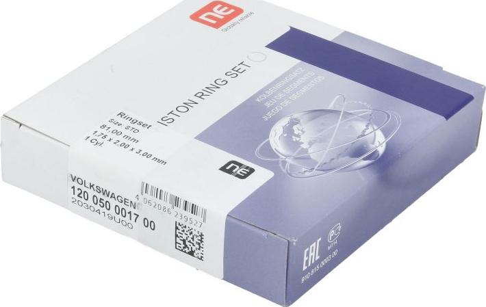 NE 120 050 0017 00 - Комплект поршневых колец abcparts.ee