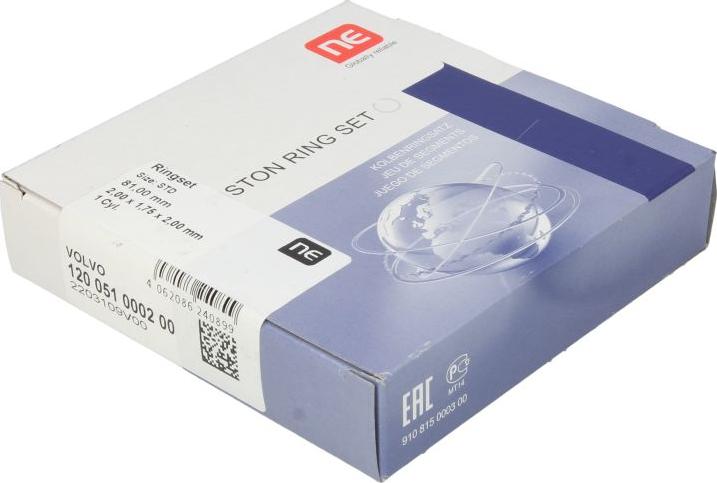 NE 120051000200 - Комплект поршневых колец abcparts.ee