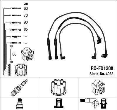 NGK 4062 - Комплект проводов зажигания abcparts.ee